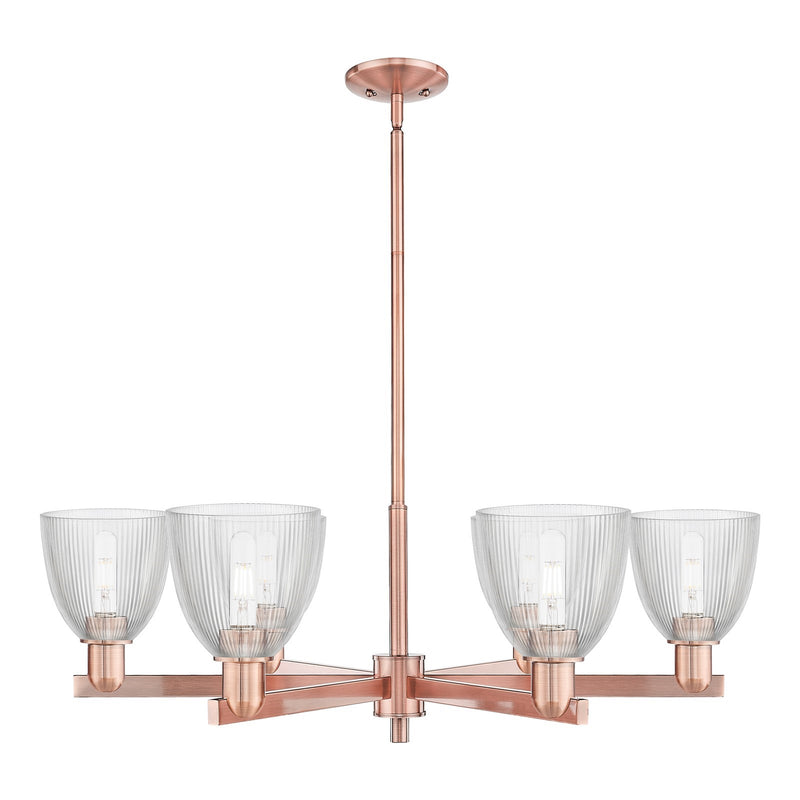 Innovations Castile 36in 6-Light Chandelier | Industrial Antique Copper Steel and Clear Glass | Dining Room & Living Room | Model 716-6CR-AC-G382