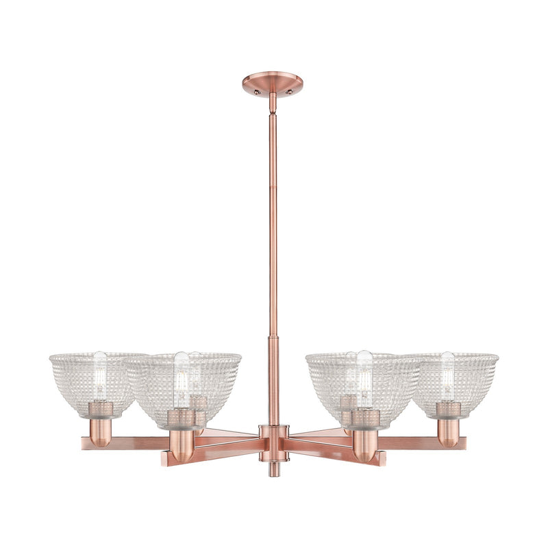 Innovations Arietta 38in 6-Light Chandelier | Industrial Antique Copper Steel and Clear Glass | Damp Rated Dining Room & Living | Model 716-6CR-AC-G422