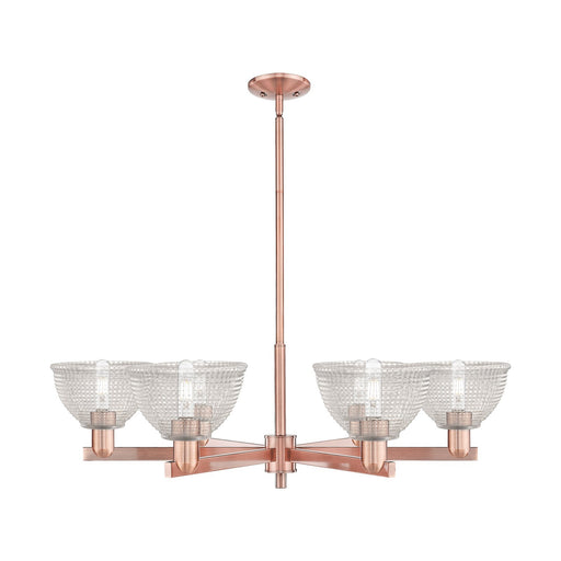 Innovations Arietta 38in 6-Light Chandelier | Industrial Antique Copper Steel and Clear Glass | Damp Rated Dining Room & Living | Model 716-6CR-AC-G422