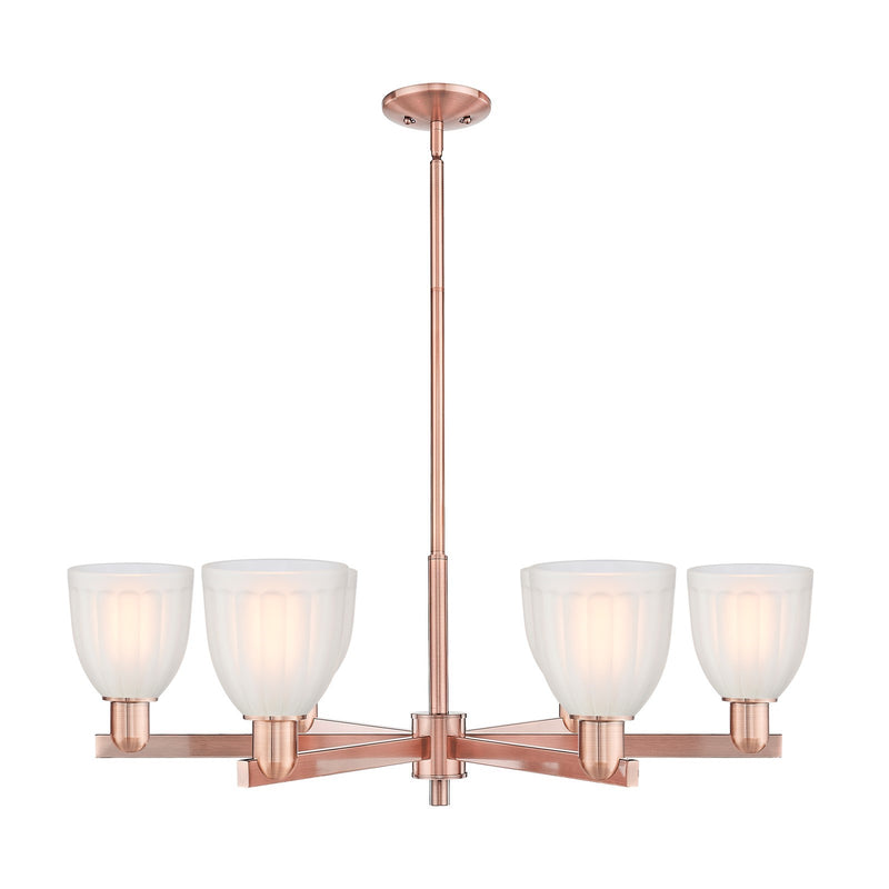 Innovations Brookfield 36in 6-Light Chandelier | Industrial Antique Copper Steel and White Frosted Ribbed Glass | Dining Room & | Model 716-6CR-AC-G441