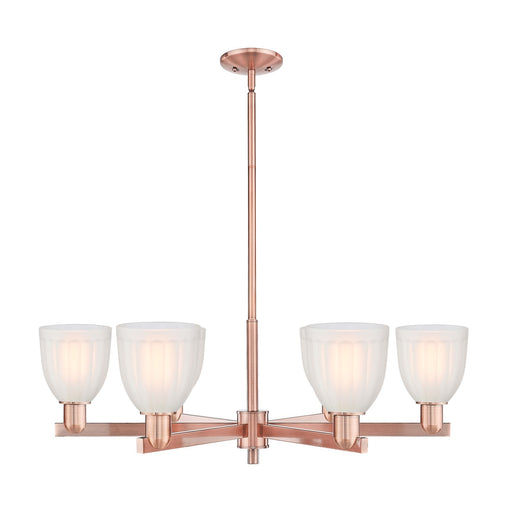 Innovations Brookfield 36in 6-Light Chandelier | Industrial Antique Copper Steel and White Frosted Ribbed Glass | Dining Room & | Model 716-6CR-AC-G441