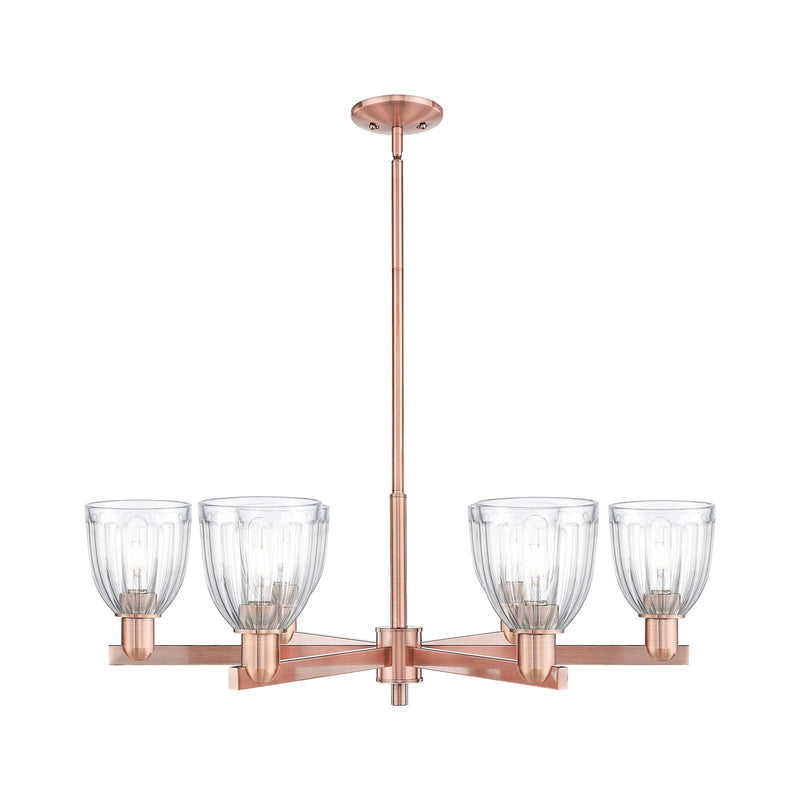 Innovations Brookfield 36in 6-Light Chandelier | Industrial Antique Copper Steel and Clear Ribbed Glass | Dining Room & Living | Model 716-6CR-AC-G442