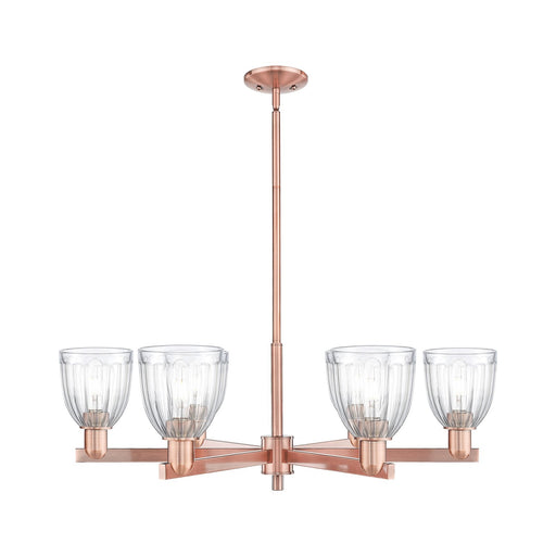 Innovations Brookfield 36in 6-Light Chandelier | Industrial Antique Copper Steel and Clear Ribbed Glass | Dining Room & Living | Model 716-6CR-AC-G442