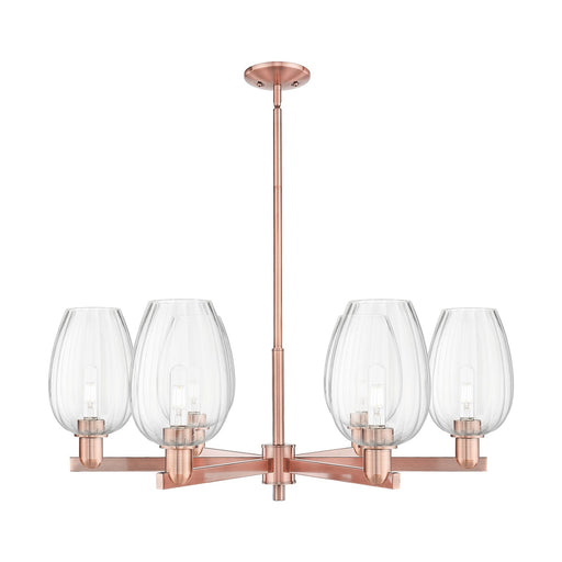 Innovations Preston Flute 36in 6-Light Chandelier | Industrial Antique Copper Steel and Clear Glass | Dining Room & Living | Model 716-6CR-AC-G457-6CL