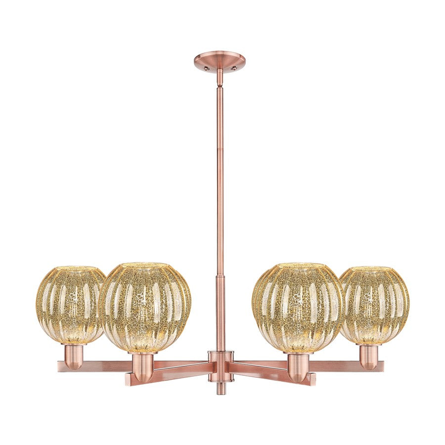 Innovations Preston 6Lt 24" Globe Stem Chandelier, CP/MC - 716-6CR-AC-G458-7ME