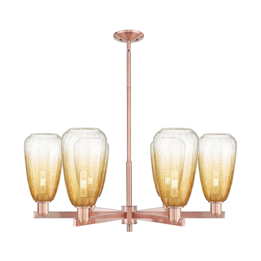 Innovations BH Almond 6Lt 24" Stem Chandelier, CP/AM - 716-6CR-AC-G480-6AM