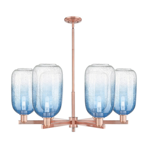 Innovations Brookhaven Cloche 36.75in 6-Light Chandelier | Industrial Antique Copper Steel and Sapphire Blue Glass | Dining | Model 716-6CR-AC-G482-7SB