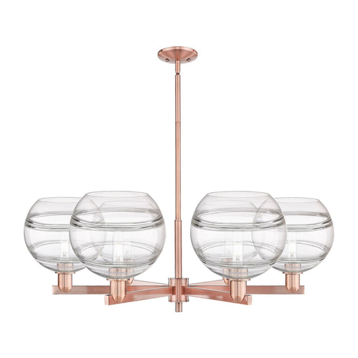 Innovations Rochester 40in 6-Light Chandelier | Industrial Antique Copper Steel and Clear Glass | Dining Room & Living Room | Model 716-6CR-AC-G556-10CL