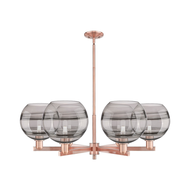 Innovations Rochester 40in 6-Light Chandelier | Industrial Antique Copper Steel and Light Smoke Glass | Dining Room & Living | Model 716-6CR-AC-G556-10SM