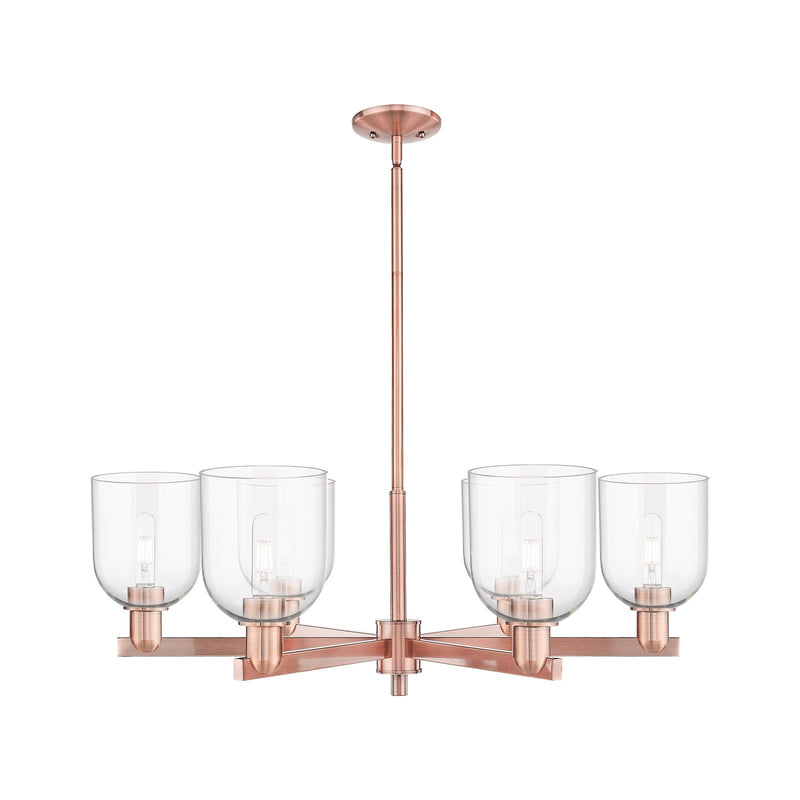 Innovations Bella 35in 6-Light Chandelier | Industrial Antique Copper and Clear Glass | Dining Room & Living Room | Model 716-6CR-AC-G558-6CL