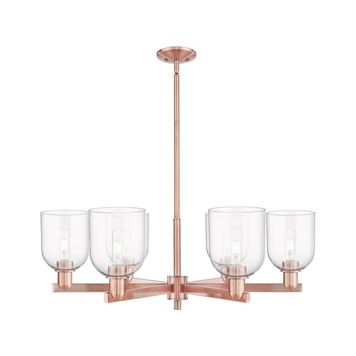 Innovations Bella 35in 6-Light Chandelier | Industrial Antique Copper and Clear Glass | Dining Room & Living Room | Model 716-6CR-AC-G558-6CL