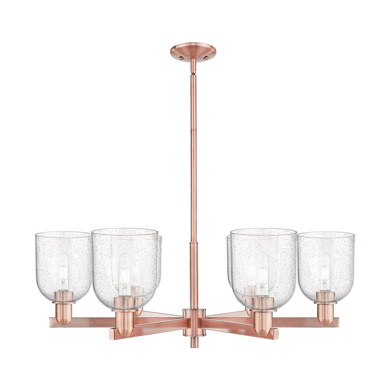 Innovations Bella 35in 6-Light Chandelier | Industrial Antique Copper Steel and Seedy Glass | Dining Room & Living Room | Model 716-6CR-AC-G558-6SDY