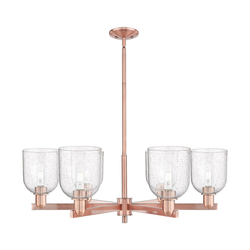 Innovations Bella 35in 6-Light Chandelier | Industrial Antique Copper Steel and Seedy Glass | Dining Room & Living Room | Model 716-6CR-AC-G558-6SDY