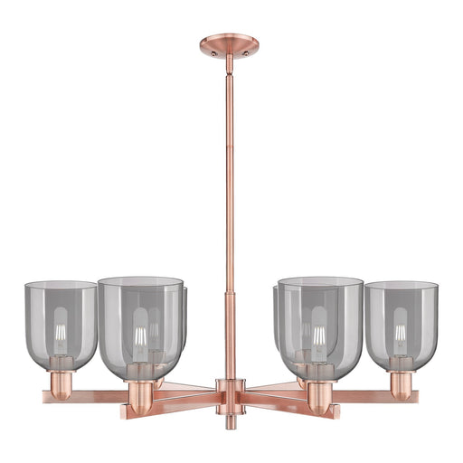 Innovations Bella 35in 6-Light Chandelier | Industrial Antique Copper and Light Smoke Glass | Kitchen Island & Dining Room | Model 716-6CR-AC-G558-6SM