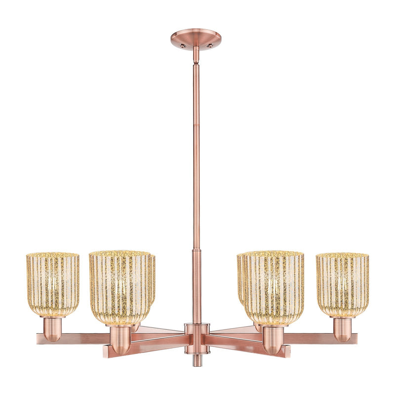 Innovations Bridal Veil 34.75in 6-Light Chandelier | Industrial Antique Copper Steel and Mercury Ribbed Glass | Dining Room & | Model 716-6CR-AC-G559-5ME