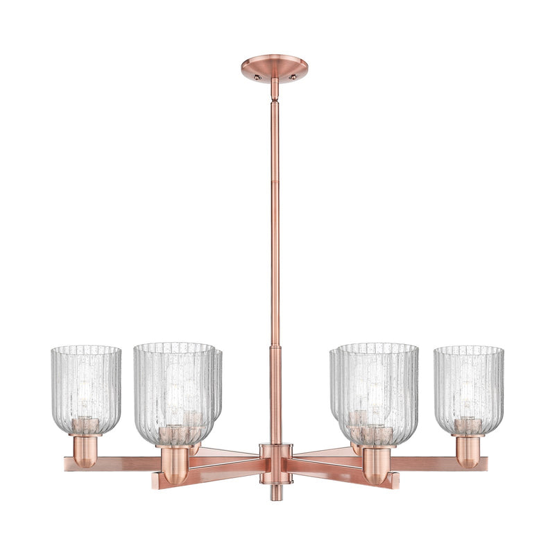 Innovations Bridal Veil 34.75in 6-Light Chandelier | Industrial Antique Copper Steel and Seedy Glass | Dining Room & Living | Model 716-6CR-AC-G559-5SDY