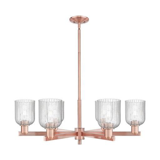 Innovations Bridal Veil 34.75in 6-Light Chandelier | Industrial Antique Copper Steel and Seedy Glass | Dining Room & Living | Model 716-6CR-AC-G559-5SDY