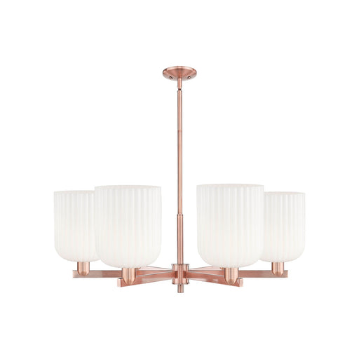 Innovations Bridal Veil 38in 6-Light Chandelier | Industrial Antique Copper and Gloss White Glass | Damp Rated Dining Room & | Model 716-6CR-AC-G559-8GWH