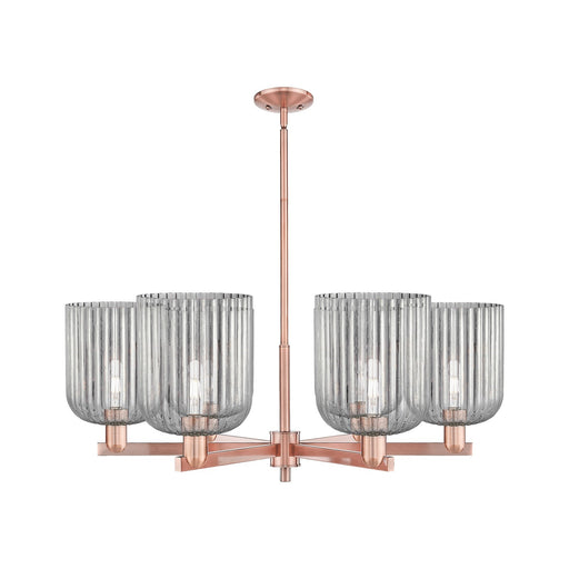 Innovations Bridal Veil 38in 6-Light Chandelier | Industrial Antique Copper and Seedy Ribbed Glass | Dining Room & Living | Model 716-6CR-AC-G559-8SDY