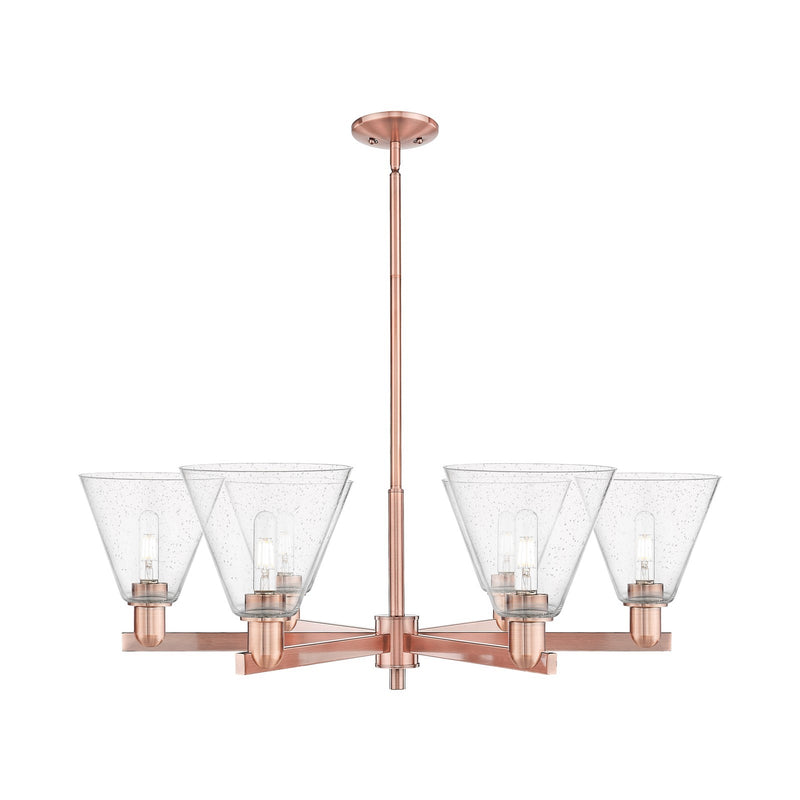 Innovations Berkshire Glass 38in 6-Light Chandelier | Industrial Antique Copper Steel and Seedy Glass | Dining Room & Living | Model 716-6CR-AC-GBC-84