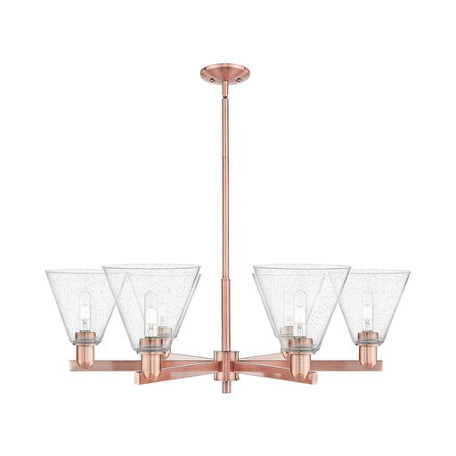 Innovations Berkshire Glass 38in 6-Light Chandelier | Industrial Antique Copper Steel and Seedy Glass | Dining Room & Living | Model 716-6CR-AC-GBC-84