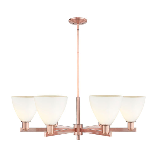 Innovations Bristol 37in 6-Light Chandelier | Industrial Antique Copper and Matte White Glass | Dining Room & Living Room | Model 716-6CR-AC-GBD-751