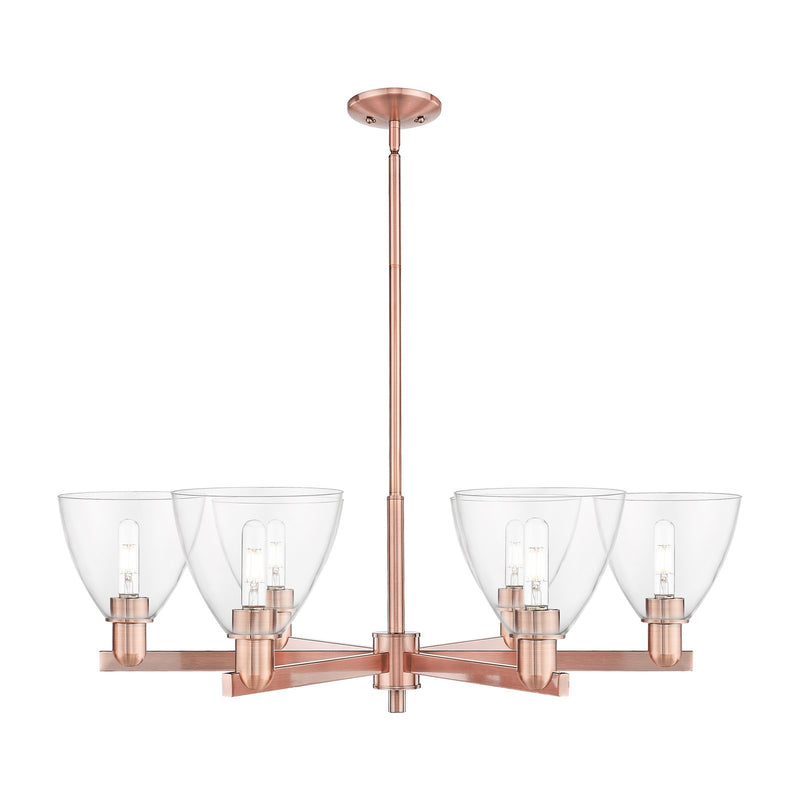 Innovations Bristol 37in 6-Light Chandelier | Industrial Antique Copper Steel and Clear Glass | Dining Room & Living Room | Model 716-6CR-AC-GBD-752