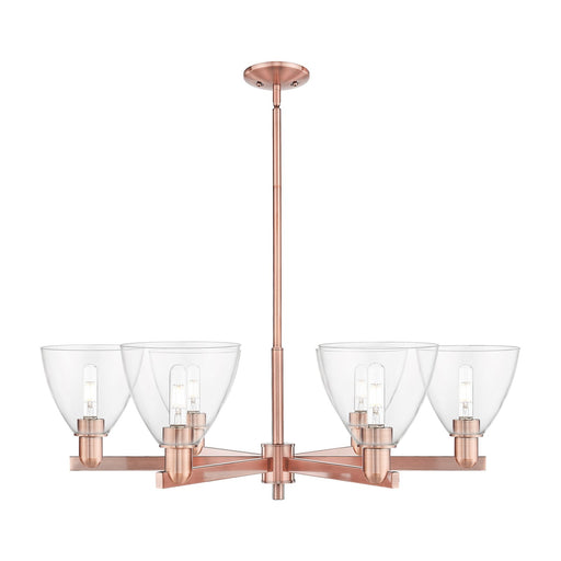Innovations Bristol 37in 6-Light Chandelier | Industrial Antique Copper Steel and Clear Glass | Dining Room & Living Room | Model 716-6CR-AC-GBD-752
