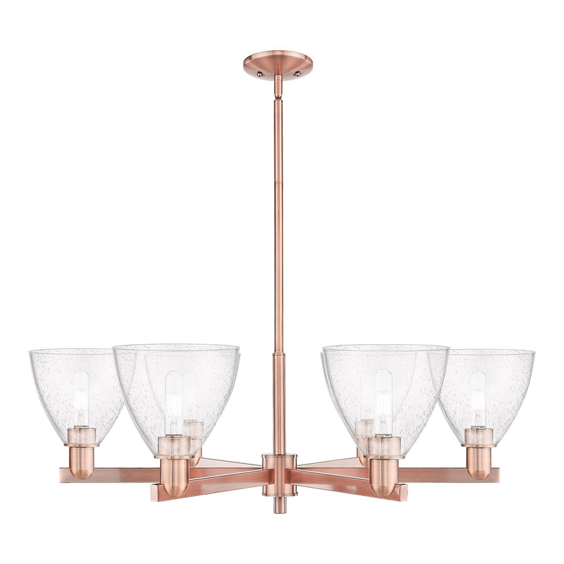 Innovations Bristol 37in 6-Light Chandelier | Industrial Antique Copper Steel and Cast Brass Seedy Glass | Dining Room & Living | Model 716-6CR-AC-GBD-754