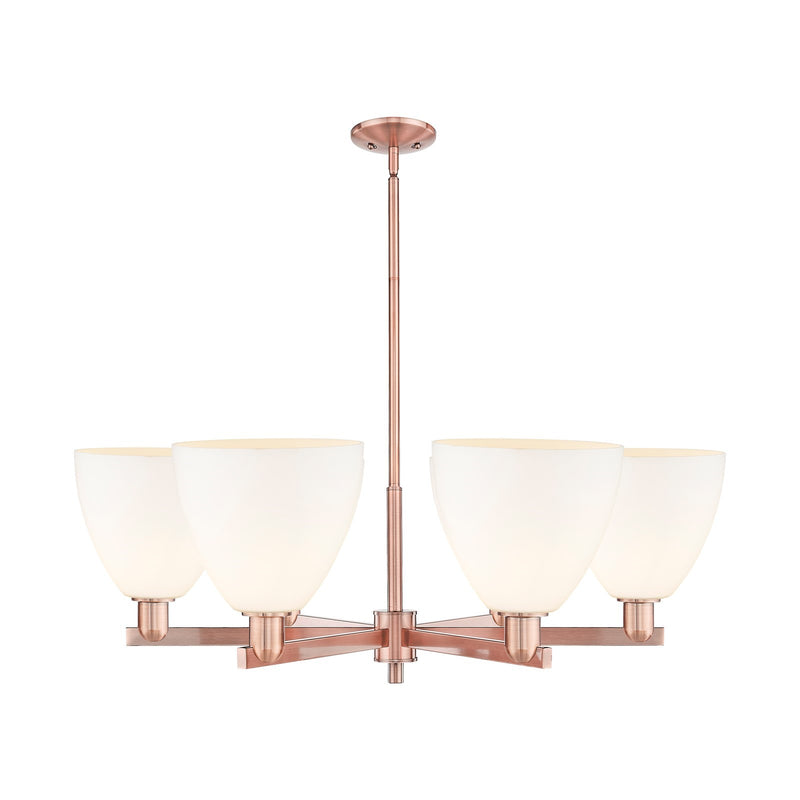 Innovations Bristol 39in 6-Light Chandelier | Industrial Antique Copper Steel and Matte White Glass | Damp-Rated Dining Room & | Model 716-6CR-AC-GBD-91