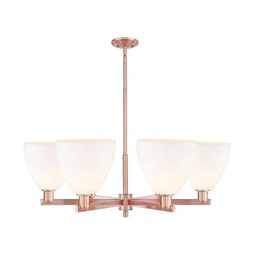 Innovations Bristol 39in 6-Light Chandelier | Industrial Antique Copper Steel and Matte White Glass | Damp-Rated Dining Room & | Model 716-6CR-AC-GBD-91