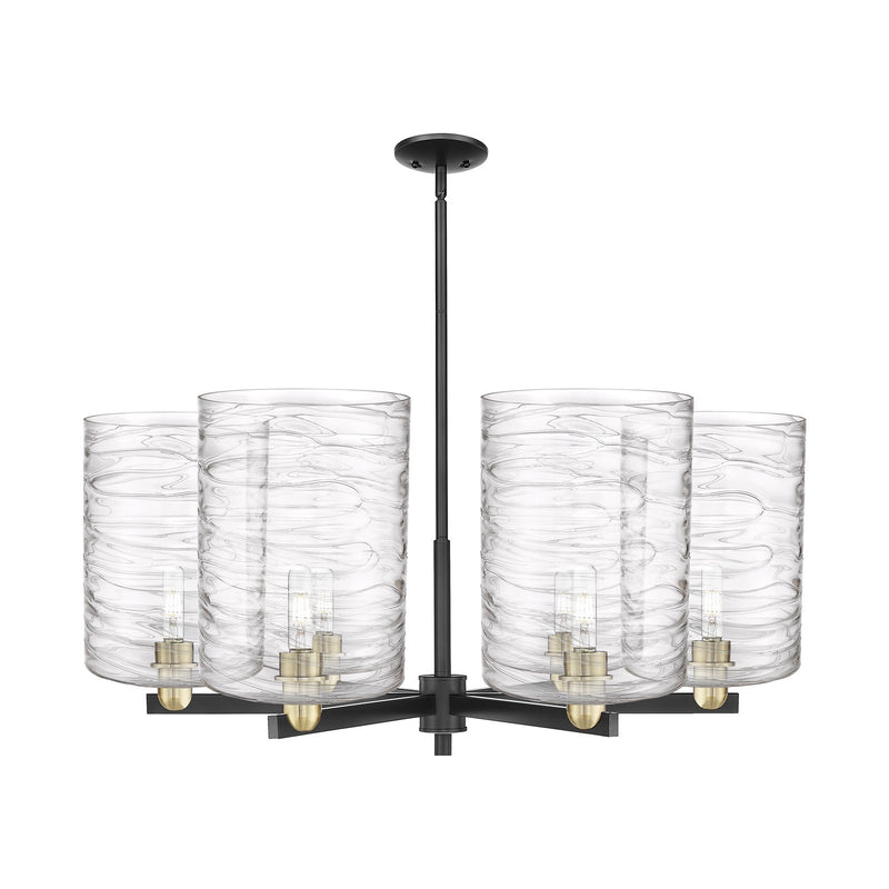Innovations Cobbleskill 39in 6-Light Chandelier | Industrial Black Antique Brass and Deco Swirl Glass | Kitchen Island & | Model 716-6CR-BAB-G1113-L