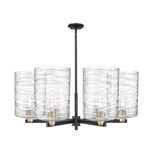 Innovations Cobbleskill 39in 6-Light Chandelier | Industrial Black Antique Brass and Deco Swirl Glass | Kitchen Island & | Model 716-6CR-BAB-G1113-L