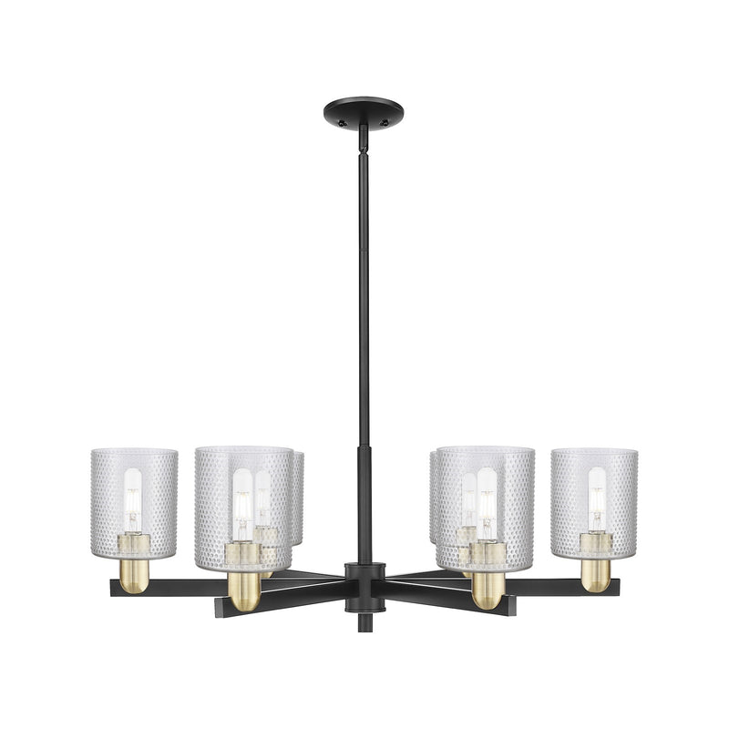 Innovations Cobbleskill 35in 6-Light Chandelier | Industrial Black Antique Brass Steel and Clear Glass | Dining Room & Kitchen | Model 716-6CR-BAB-G112