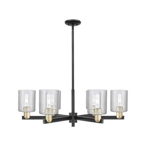 Innovations Cobbleskill 35in 6-Light Chandelier | Industrial Black Antique Brass Steel and Clear Glass | Dining Room & Kitchen | Model 716-6CR-BAB-G112