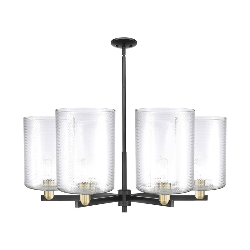 Innovations Cobbleskill 39in 6-Light Chandelier | Industrial Black Antique Brass Steel and Clear Glass | Kitchen Island & | Model 716-6CR-BAB-G112-L