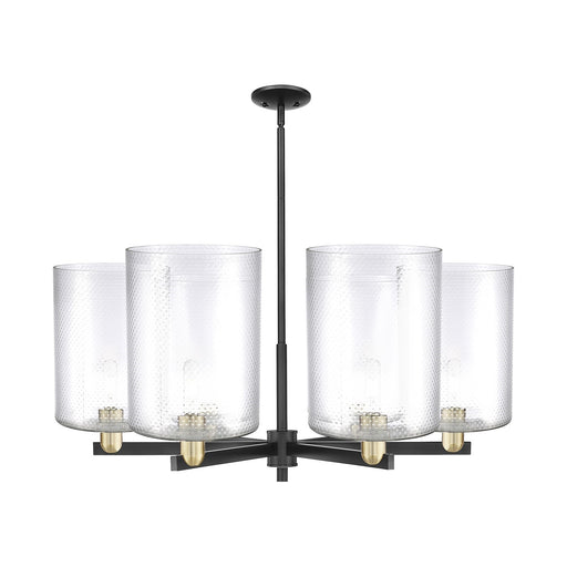 Innovations Cobbleskill 39in 6-Light Chandelier | Industrial Black Antique Brass Steel and Clear Glass | Kitchen Island & | Model 716-6CR-BAB-G112-L