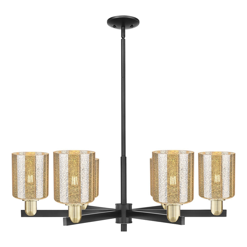 Innovations Cobbleskill 35in 6-Light Chandelier | Industrial Black Antique Brass and Mercury Glass | Kitchen Island & Dining Room | Model 716-6CR-BAB-G116