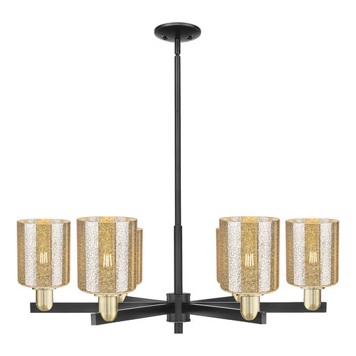 Innovations Cobbleskill 35in 6-Light Chandelier | Industrial Black Antique Brass and Mercury Glass | Kitchen Island & Dining Room | Model 716-6CR-BAB-G116