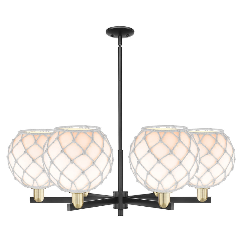 Innovations Farmhouse Rope 40in 6-Light Chandelier | Industrial Black Antique Brass and White Glass with Rope | Kitchen | Model 716-6CR-BAB-G121-10RW