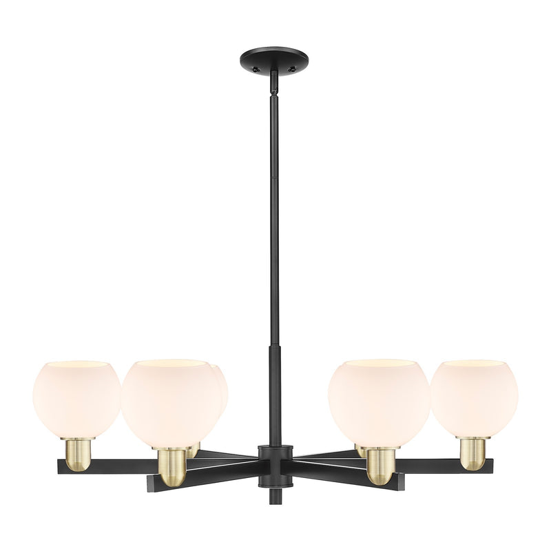 Innovations Athens 36in 6-Light Chandelier | Industrial Black Antique Brass and Matte White Glass | Kitchen Island & Dining | Model 716-6CR-BAB-G121-6