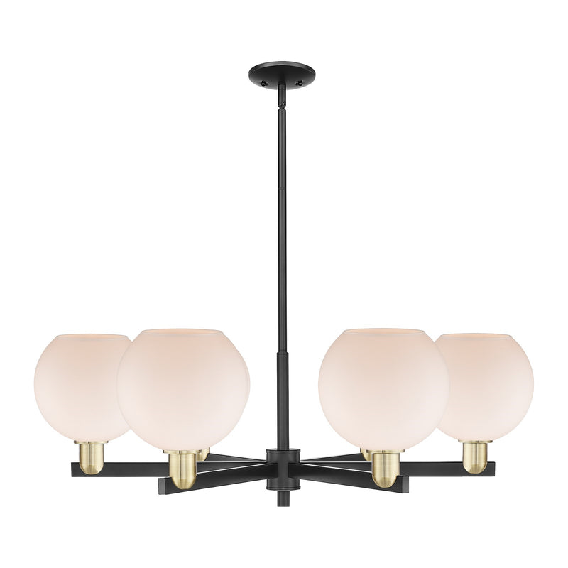 Innovations Athens 38in 6-Light Chandelier | Industrial Black Antique Brass Steel and Matte White Glass | Kitchen Island & | Model 716-6CR-BAB-G121-8