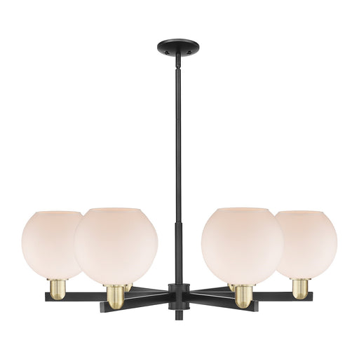 Innovations Athens 38in 6-Light Chandelier | Industrial Black Antique Brass Steel and Matte White Glass | Kitchen Island & | Model 716-6CR-BAB-G121-8