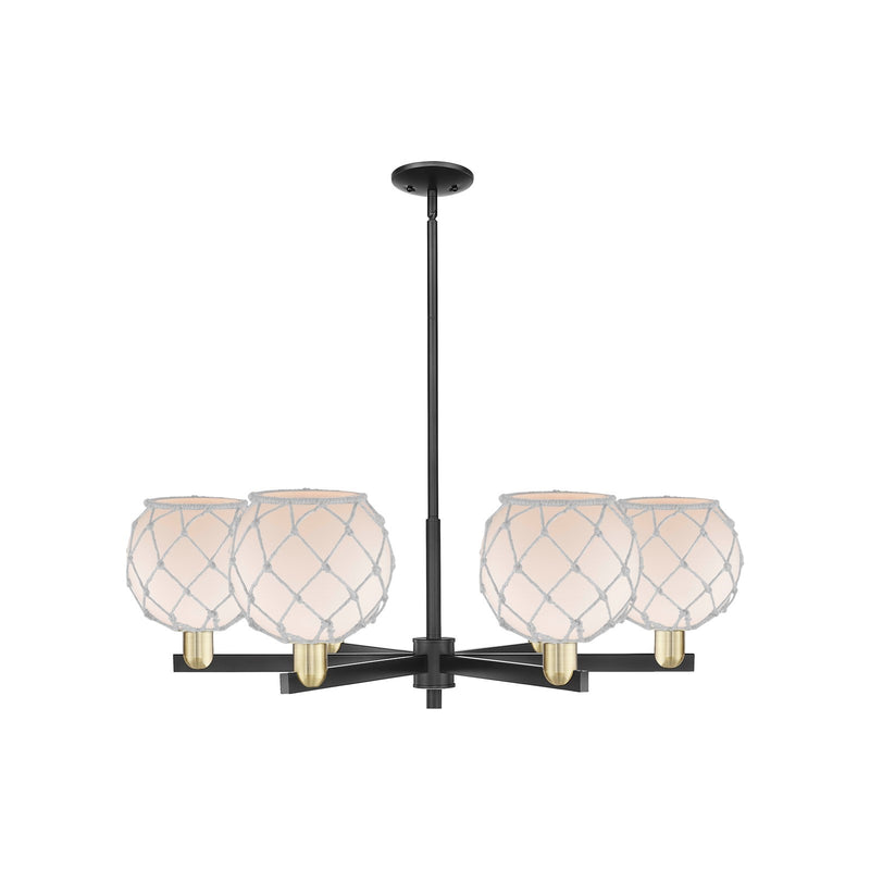 Innovations Farmhouse Rope 38in 6-Light Chandelier | Industrial Black Antique Brass and White Glass with White Rope | Kitchen | Model 716-6CR-BAB-G121-8RW