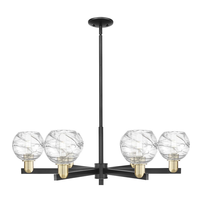 Innovations Athens Deco Swirl 24in 6-Light Chandelier | Industrial Black Antique Brass and Clear Glass | Dining Room & Foyer | Model 716-6CR-BAB-G1213-6CL