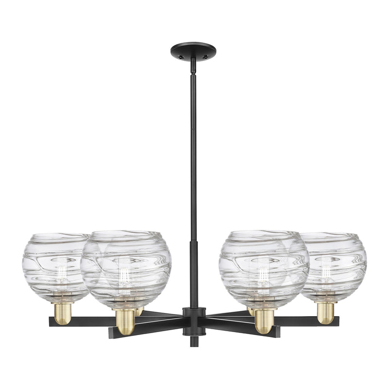 Innovations Athens Deco Swirl 38in 6-Light Chandelier | Industrial Black Antique Brass Steel and Clear Deco Swirl Glass | Model 716-6CR-BAB-G1213-8CL