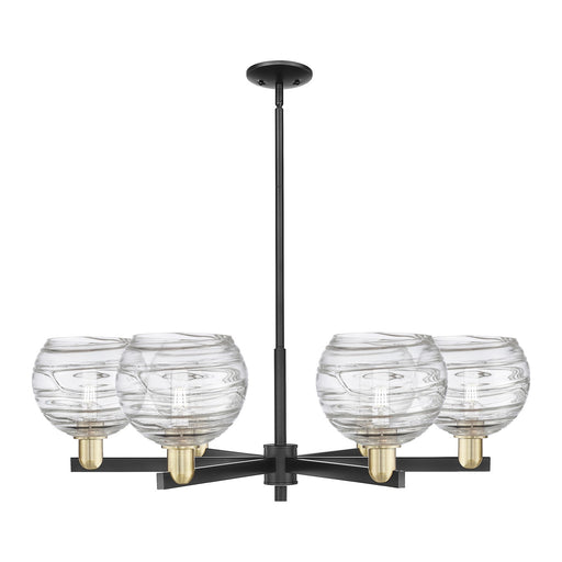 Innovations Athens Deco Swirl 38in 6-Light Chandelier | Industrial Black Antique Brass Steel and Clear Deco Swirl Glass | Model 716-6CR-BAB-G1213-8CL