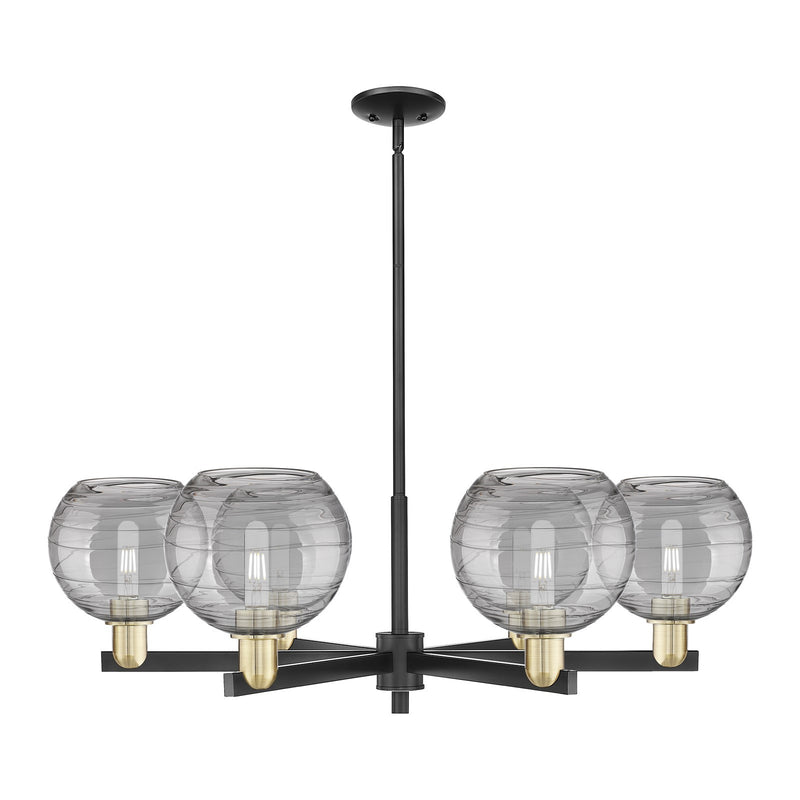 Innovations Athens Deco Swirl 38in 6-Light Chandelier | Industrial Black Antique Brass and Light Smoke Glass | Dining Room & | Model 716-6CR-BAB-G1213-8SM
