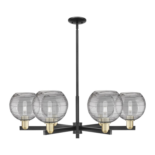 Innovations Athens Deco Swirl 38in 6-Light Chandelier | Industrial Black Antique Brass and Light Smoke Glass | Dining Room & | Model 716-6CR-BAB-G1213-8SM