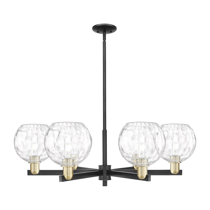 Innovations Athens Water Glass 38in 6-Light Chandelier | Industrial Black Antique Brass Steel and Clear Water Glass | Dining | Model 716-6CR-BAB-G1215-8